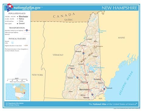 New Hampshire State Reference Laminated Wall Map Ebay