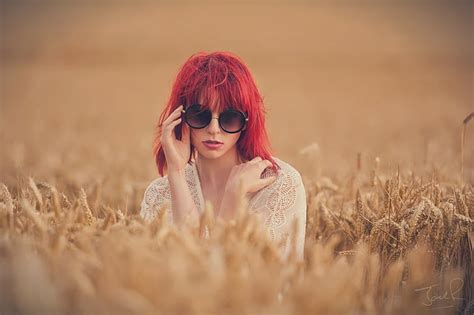 HD Wallpaper Grass Jack Russell Face Redhead Women With Glasses