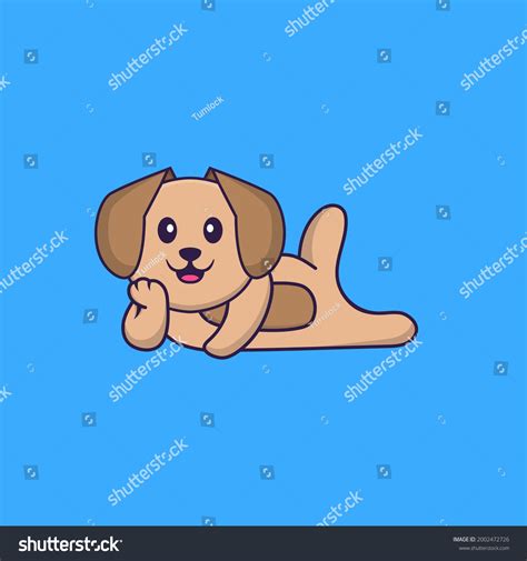 Cute Dog Lying Down Animal Cartoon Stock Vector Royalty Free