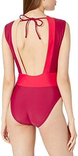 kenneth cole new york women s plunge front cap sleeve one piece swimsuit clout