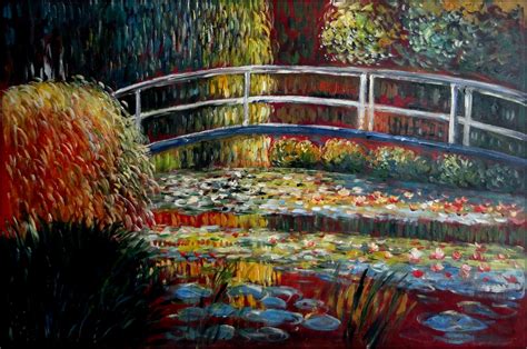 Claude Monet Bridge Over Water Lily Pond Repro Hand Painted Oil