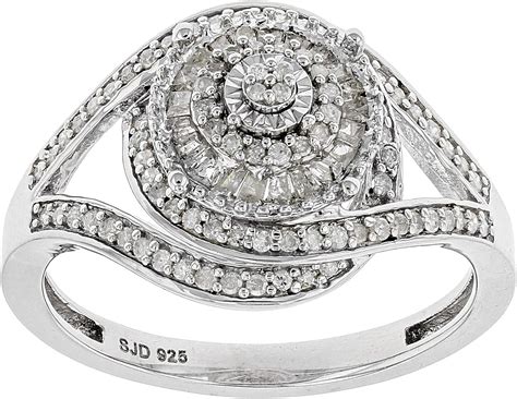 Jtv White Diamond Rhodium Over Ss Ring 045ctw Uk Jewellery