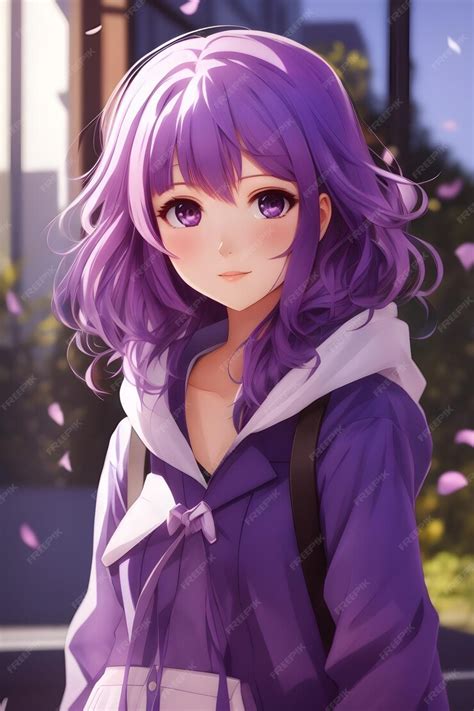 Premium Ai Image Purple Anime Girl Purple Hair Anime Girl Anime Wallpaper Anime Girl Ai Generative