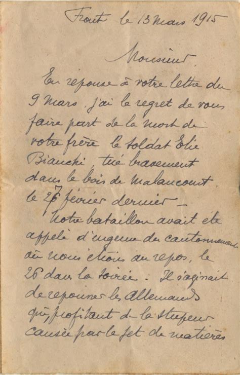 Lettre De Poilus De La Première Guerre Mondiale - Exemple de Lettre