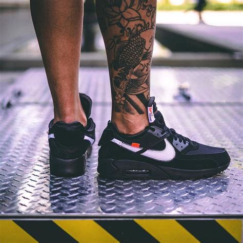 An On Foot Look At The Off White™ X Nike Air Max 90 Black Up Close