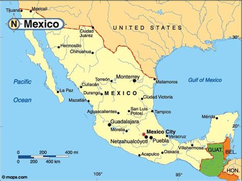 Country Map Of Mexico Country Mexico Map Central America Americas