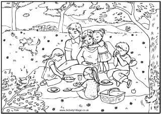 Coloring pages for picnic are available below. Family picnic coloring page, family eating a picnic in the woods. Other Mother's Day color pages ...