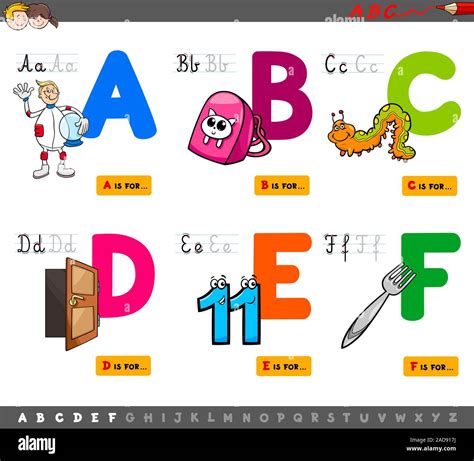 Educational Cartoon Alphabet Letters For Kids Stock Photo Alamy