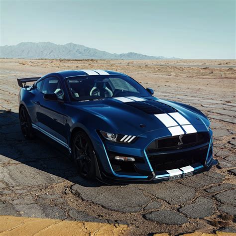 Fonds Decran Ford Mustang Shelby Gt500 2019 Bleu Bandelettes Voitures