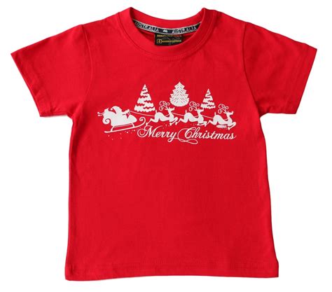 Kids Boys Girls Christmas Xmas T Shirt Tree 100 Cotton Red New Ebay