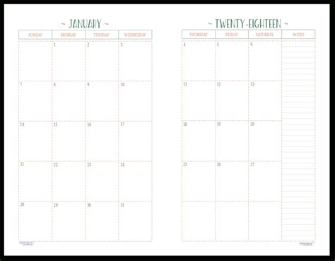 Daily Planner Calendar Printable Half Page Calendar Inspiration Design