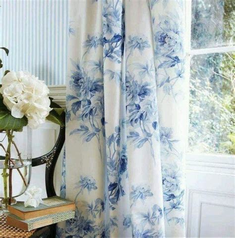 Blue And White Curtains Cottage Blue And White Curtains Floral
