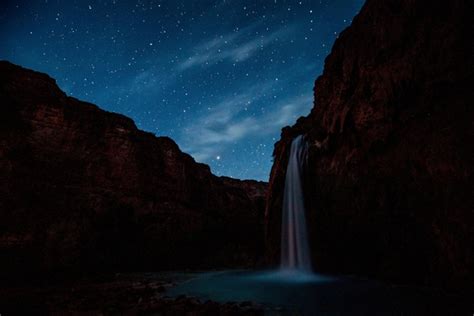 Havasu Falls At Night Havasupai Indian Reservation Arizona