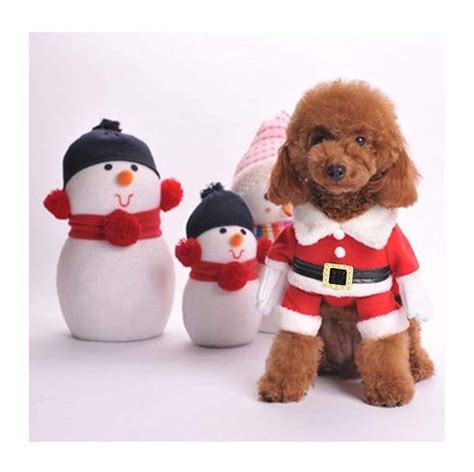 Ohf Pet Dog Cat Santa Christmas Costumes Winter Clothes With Santa Cap