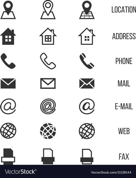 Business Card Vector Icons Home And Phone Address And Telephone Fax