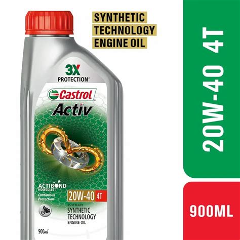 20w40 Castrol Active Synthetic Technology Engine Oil Bottle Of 900 Ml