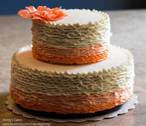 Ombre Ruffle Coral Buttercream Cake