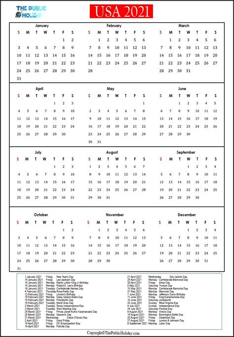 Federal Holidays Usa 2021 Fiscal Calendars 2021 Free Printable Word