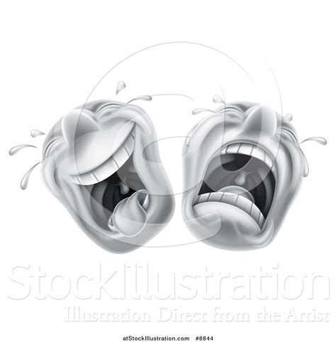 Vector Illustration Of Cartoon Laughing And Crying Trajedy And Comedy