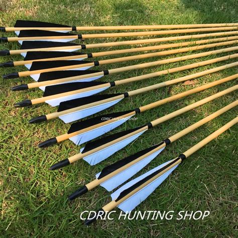 Buy 12pk Latest Handmade Wood Arrows Parabolic Feather