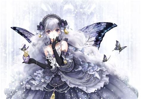 Anime Art Fairy Fae Butterfly Wings Butterflies Silver