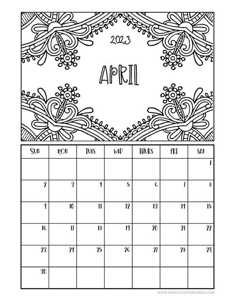 Printable Coloring Calendars For 2023 Simply Love Printables