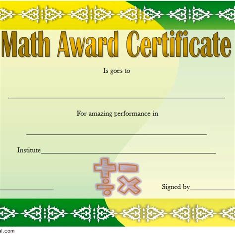 Math Award Certificate Template Free 10 Best Ideas With Winner