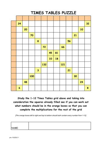 Times Tables Puzzles Teaching Resources