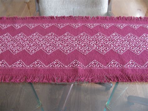 Table Runner Swedish Weaving On Wine Monks Cloth With Etsy Swedish