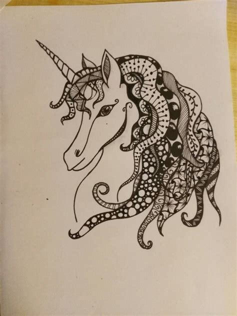 Zentangle unicorn Einhorn | Zentangle art, Art, Sketches