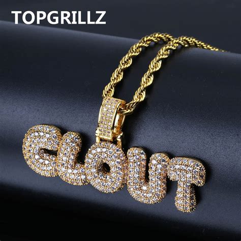 Topgrillz Custom Name Bubble Clout Letters Combine Pendant Necklace Hip