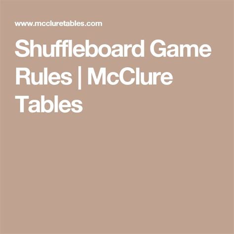 Shuffleboard Game Rules Mcclure Tables Shuffleboard Games
