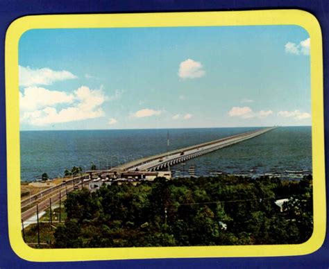 Vintage Postcard Lake Pontchartrain Causeway Bridge New Orleans Ebay