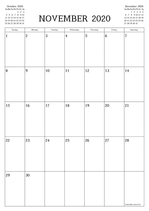 Vertical Free Printable November Calendar Month Calendar Printable