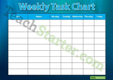 Weekly Task Chart Blue Teach Starter