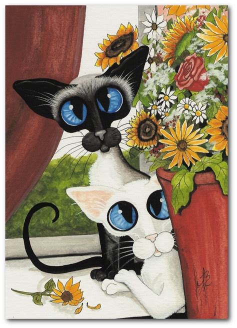 Siamese Cat Original Painting ~ Amylyn Bihrle Oriental Cat Cat Art