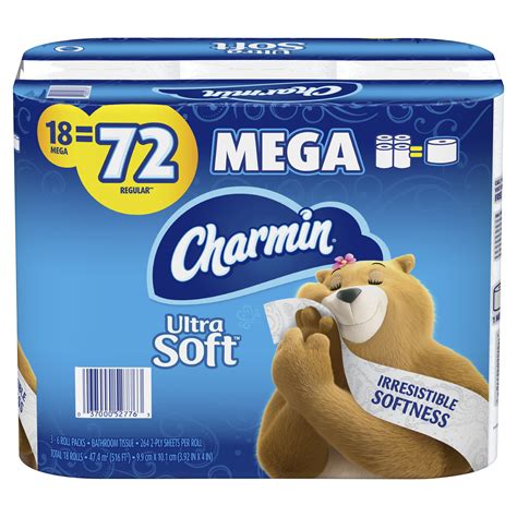 Charmin Ultra Soft Toilet Paper 18 Mega Rolls 4752 Sheets Walmart