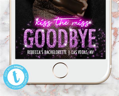 Bachelorette Snapchat Filter Neon Kiss The Miss Goodbye Snap Etsy