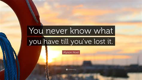Alyson Noel Quote You Never Know What You Have Till Youve Lost It