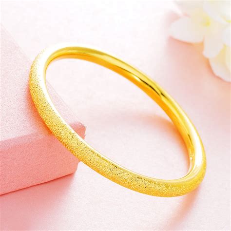 Plain Simple Style Classic Womens Bangle Yellow Gold Filled Wedding