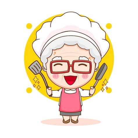Premium Vector Cute Chef Grandma Cartoon Illustration