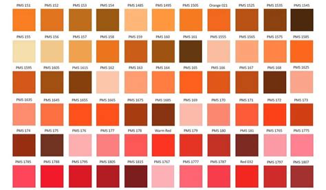 Pantone Color Chart Orange