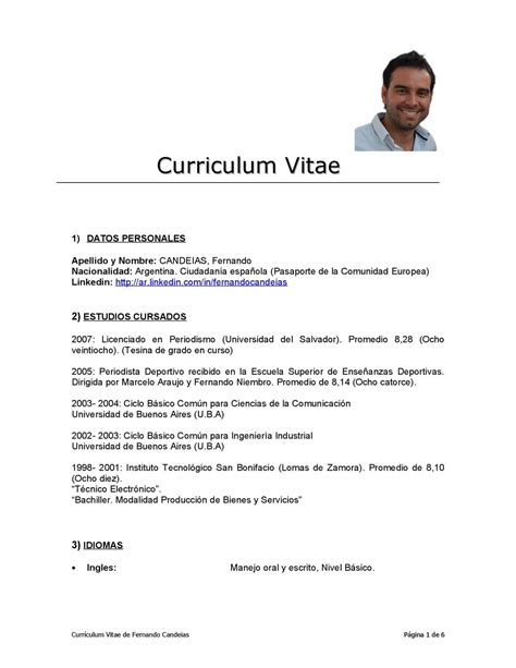 Currículum Vitae Ejemplos Argentina Imagen De Un Curriculum Vitae