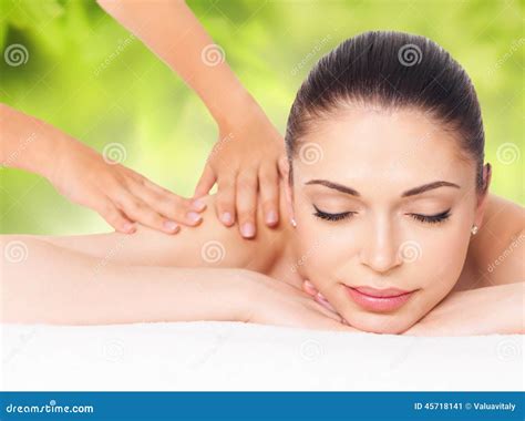 Woman Having Massage Of Body In Nature Spa Stock Image Image Of Back