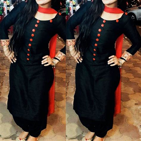 The elegant plain salwar suits are on enticing offers to make you save money as you spice up your looks. New black color cotton un-stitched plain self design ...