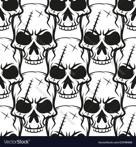 Black Skull Pattern On White Background Royalty Free Vector