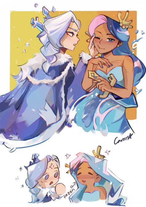 Sea Fairy Cookie And Frost Queen Cookie Cookie Run Drawn By