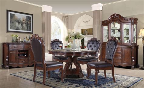 Luxury Belle Silver Dining Room Set 9pcs Traditional Homey