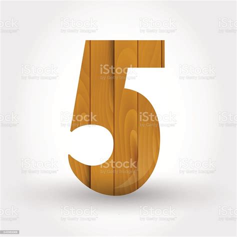 Wood Number 5 Stock Illustration Download Image Now Abstract