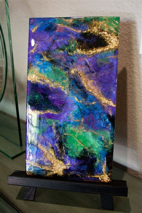 Abstract Resin Painting Wgold Highlights Gold Leaf And Glitter By Lisa